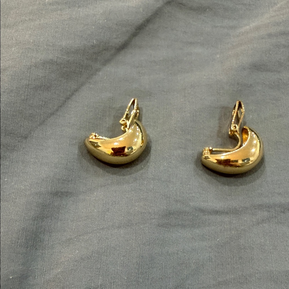 Gold Crescent Hoop Drop Earrings - Women Jewelry